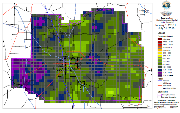 Marion County 2018 Rainfall Map