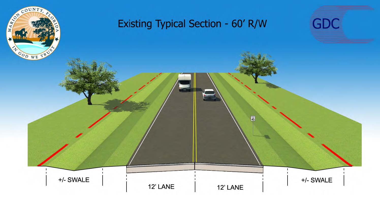 Existing roadway no bike lane